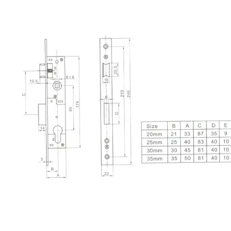 ANBO Portálzár Váltós 5 Cm 85 mm +Zárb. Sl 500-35