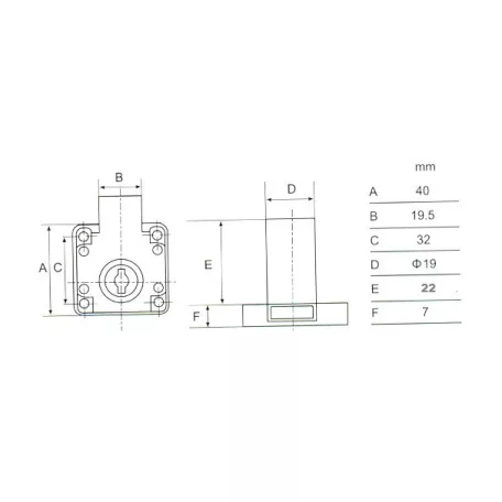 Cil.Bútorzár Rász 22 mm Króm 3K. 55-10 Fl138-22