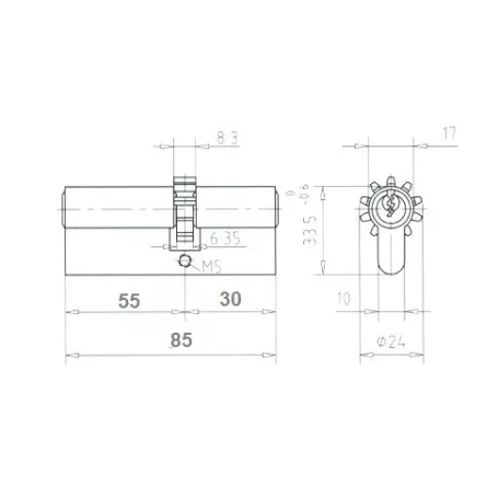 ICSA Hengerzárbetét 30/55 3K.Fogask.Réz Olasz