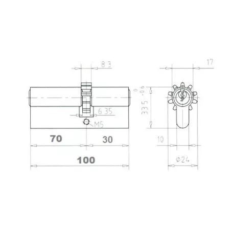 ICSA Hengerzárbetét Fúrtk.30/70 5K.Fogask. Olasz