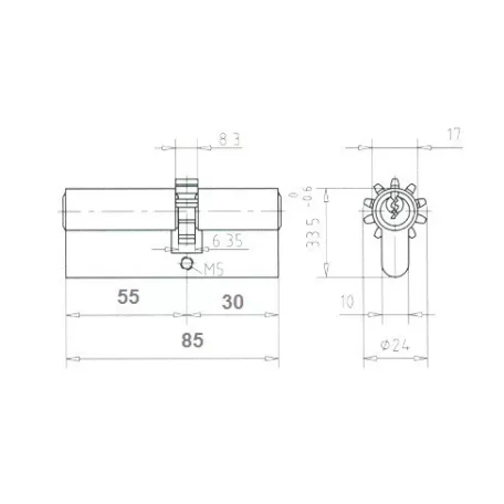 ICSA Hengerzárbetét Fúrtk.30/55 5K.Fogask. Olasz