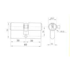 TITÁN Hengerzárbetét 30/30 Fúrásvédett K1