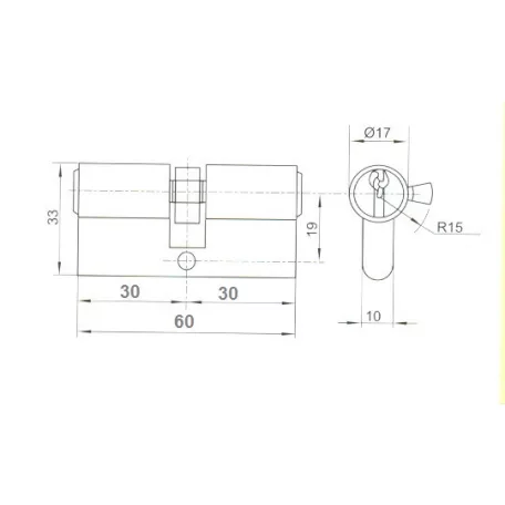 TITÁN Hengerzárbetét 30/30 Fúrásvédett K1