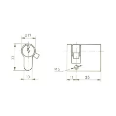 TITÁN Hengerzár Félbetét 10/35 Fúrásvédett K1