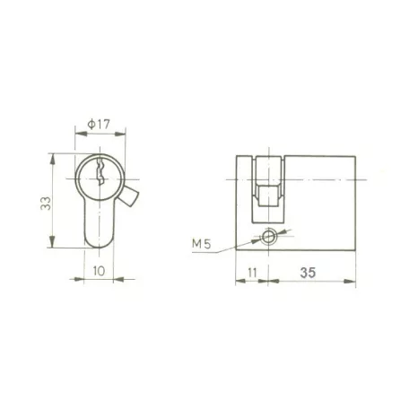 TITÁN Hengerzár Félbetét 10/35 Fúrásvédett K1