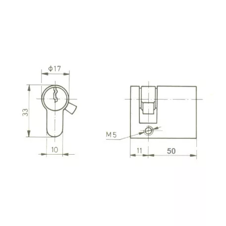 TITÁN Hengerzár Félbetét 10/50 Fúrásvédett K1