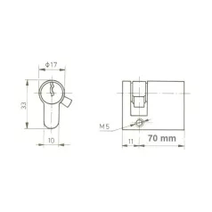 TITÁN Hengerzár Félbetét 10/70 Fúrásvédett K1