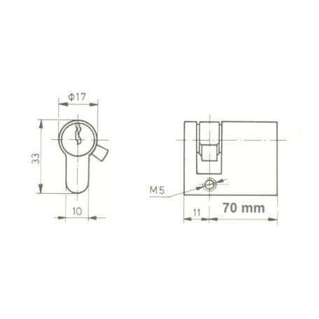 TITÁN Hengerzár Félbetét 10/70 Fúrásvédett K1