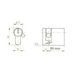 TITÁN Hengerzár Félbetét 10/60 Fúrásvédett K1