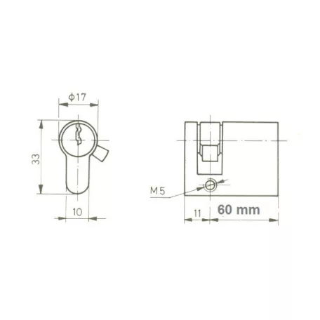 TITÁN Hengerzár Félbetét 10/60 Fúrásvédett K1