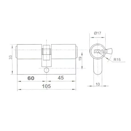 ANBO Hengerzárbetét 45/60 5K.Fúrtk.M.Nikk 2300