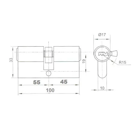 ANBO Hengerzárbetét 45/55 5K.Fúrtk.M.Nikk 2300