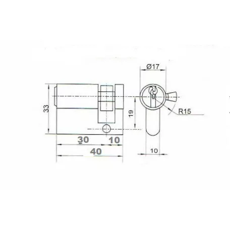 ANBO Hengerzár Félbetét 10/30 mm 3K.Króm 2200H