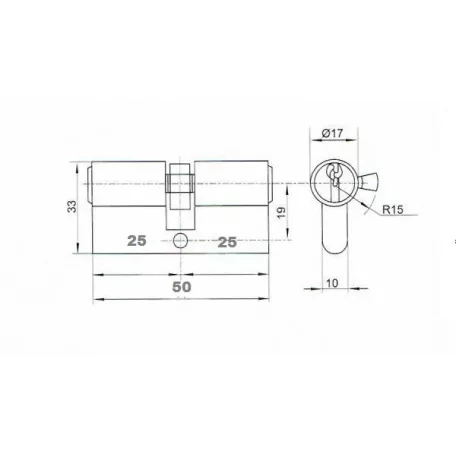 ANBO Hengerzárbetét 25/25 mm 3K. Króm 2200