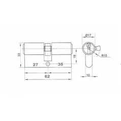 ANBO Hengerzárbetét 27/35 mm 3K. Króm 2200