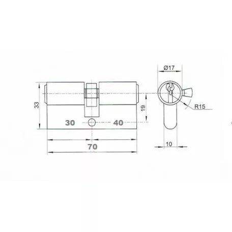 ANBO Hengerzárbetét 30/40 mm 3K.Króm 2200