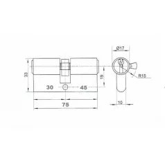 ANBO Hengerzárbetét 30/45 mm 3K.Króm 2200