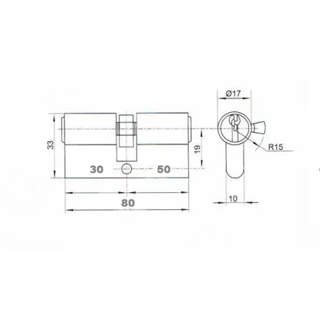 ANBO Hengerzárbetét 30/50 mm 3K.Króm 2200