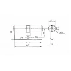ANBO Hengerzárbetét 30/55 mm 3K.Króm 2200