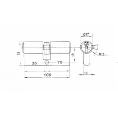 ANBO Hengerzárbetét 35/70 mm 3K. Króm 2200
