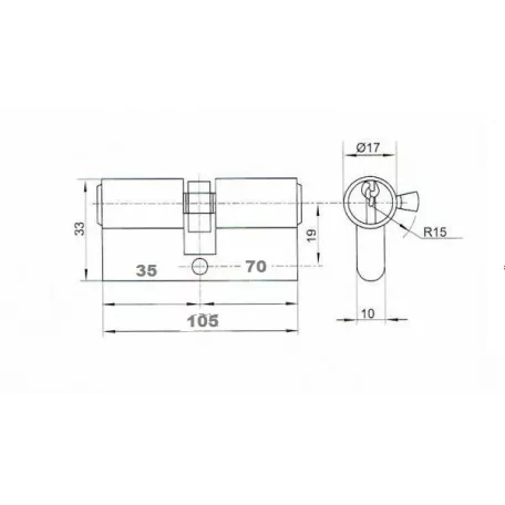 ANBO Hengerzárbetét 35/70 mm 3K. Króm 2200