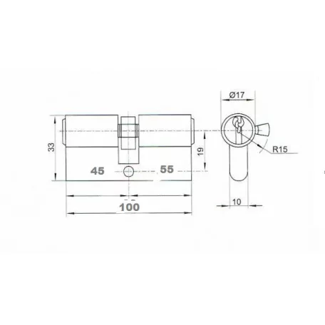 ANBO Hengerzárbetét 45/55 mm 3K. Króm 2200