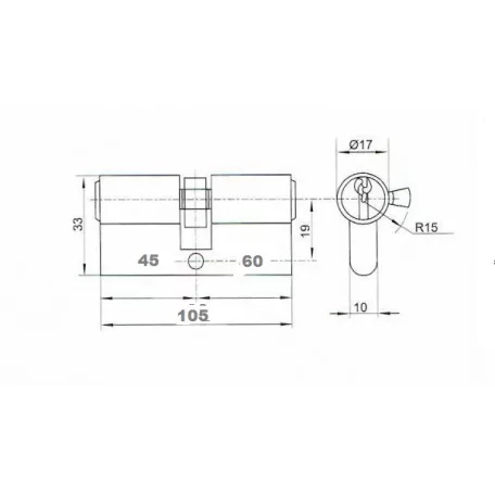 ANBO Hengerzárbetét 45/60 mm 3K. Króm 2200