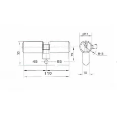 ANBO Hengerzárbetét 45/65 mm 3K. Króm 2200