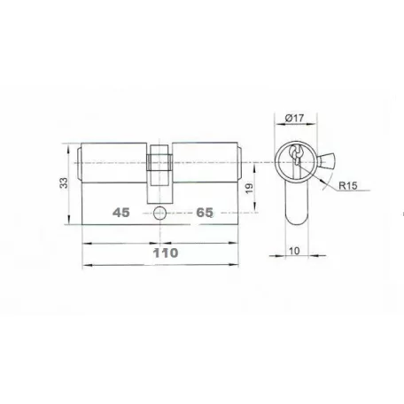 ANBO Hengerzárbetét 45/65 mm 3K. Króm 2200
