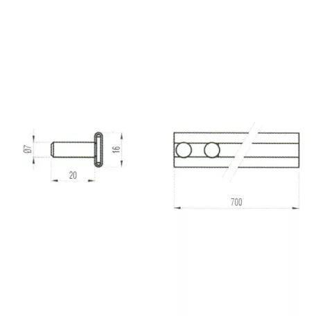 LEHMANN Cil.Fiókzárhoz"C"Rúd 600 mm 2Stift.20 mm L00011