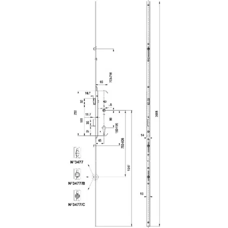ELZETT Többpontos Zár Gombafejü Cs.5P. 3477/B