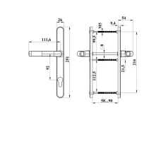 Ajtókilincs 92/26/216/8 Rugós Fekete D. Ral9005