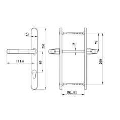 Ajtókilincs 85/26/208/8 Rugós Antracit D. Ral7016