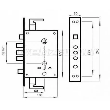 HI-SEC Főzár Kínai Ajtóhoz Széles 4Ker.Csap.A8 Right W.