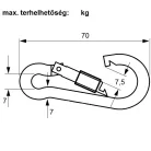 Tűzoltókarabiner 7*70mm Csavaros Import