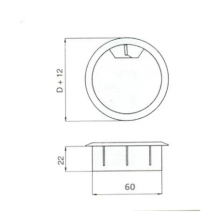 Kábel Kivezető 60 mm Szürke Alu. Műa.