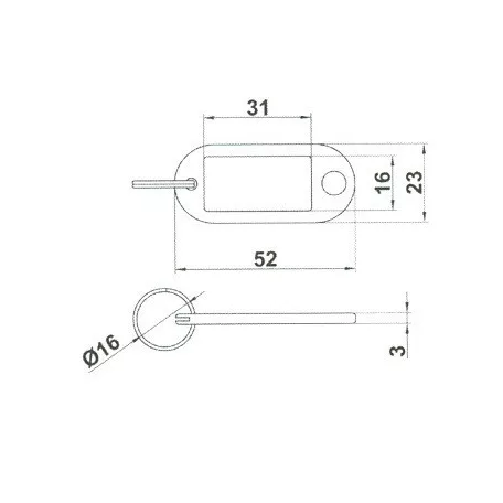 Kulcsjelző Lap Karikával Fém