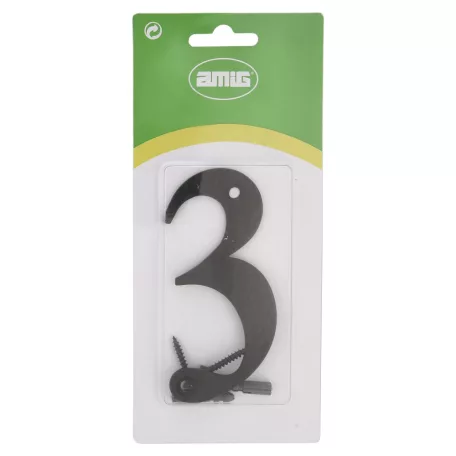 AMIG Házszám 3-As 100 mm Fekete Fém
