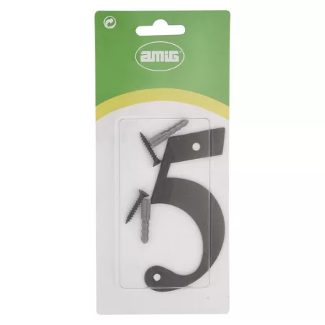 AMIG Házszám 5-Ös 100 mm Fekete Fém
