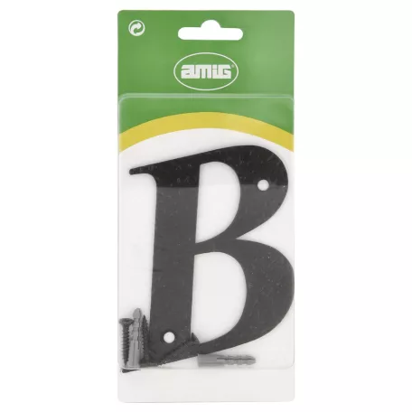 Házszám /Betü/ B 100 mm Fekete Amig Fém