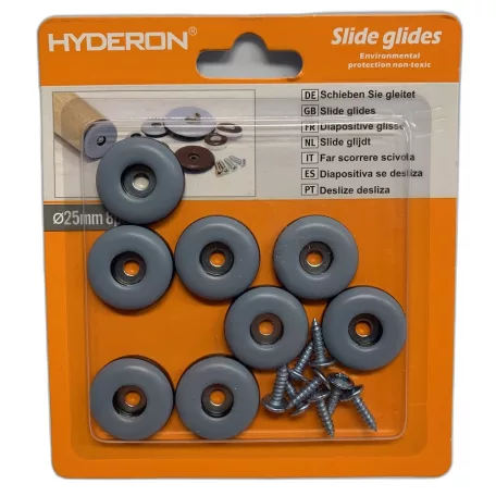 HYDERON Bútorcsúsztató Műanyag Csavarozható 25 mm 8db/Cs 