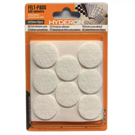 HYDERON Bútorcsúsztató Filc Öntapadó 25 mm Fehér 8db/Cs 