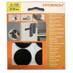 Tépőzáras Korong 35mm Öntapadó Fekete 4 db/Cs Hyderon 