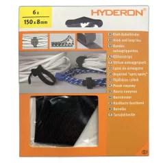 Tépőzáras Csík Kábelhez 150*8mm Fekete 6 db/Cs Hyderon 