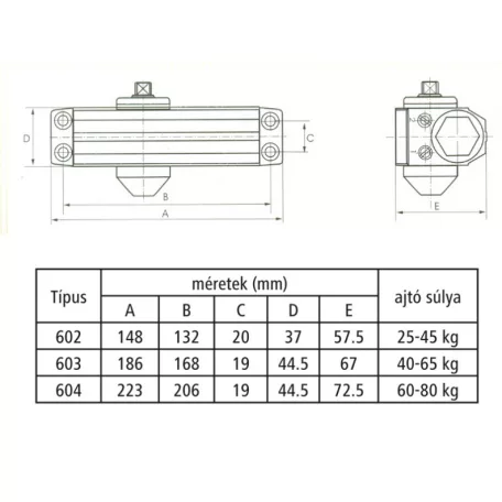 SIB Ajtócsukó 603 45-65 Kg Ezüst