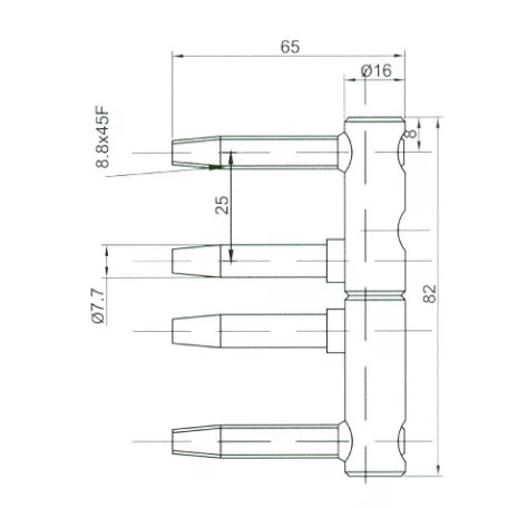 Ajtópánt Becs. 16mm 4Lábú 3Dim.-A-Sárga Import