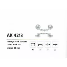 Bútorfogantyú Diszes 96mm Antikolt Réz Ak4213