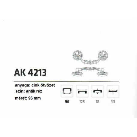 Bútorfogantyú Diszes 96mm Antikolt Réz Ak4213