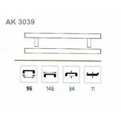 Bútorfogantyú 96mm Viera Alumin. Ak3039 Alu.