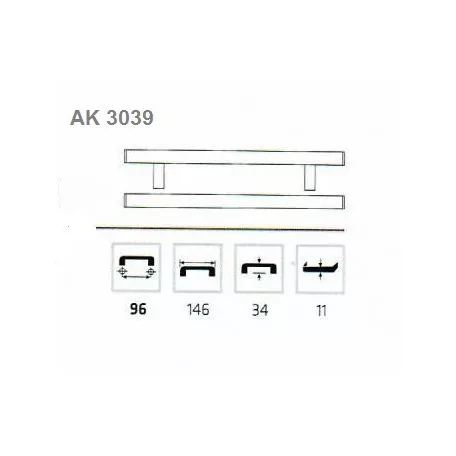 Bútorfogantyú 96mm Viera Alumin. Ak3039 Alu.